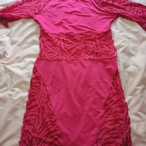 Vibrant Hot Pink Zebra Print Dress